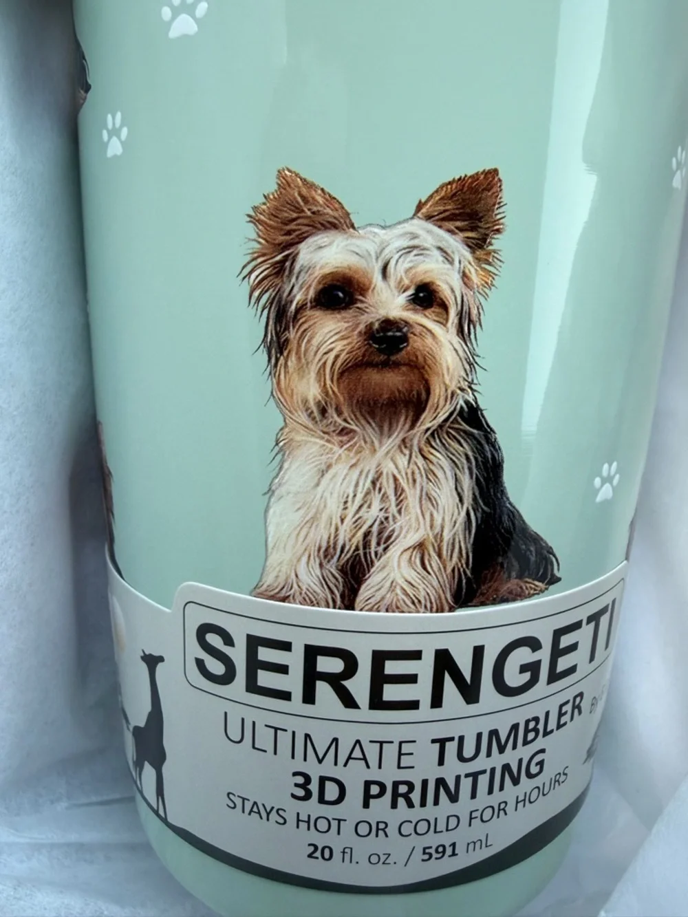 Serengeti Dog Print yorkie terrier Tumbler - Mint
